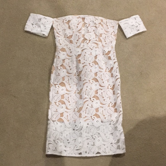 Pretty Little Thing Dresses & Skirts - NWOT Lace white off shoulder cocktail dress